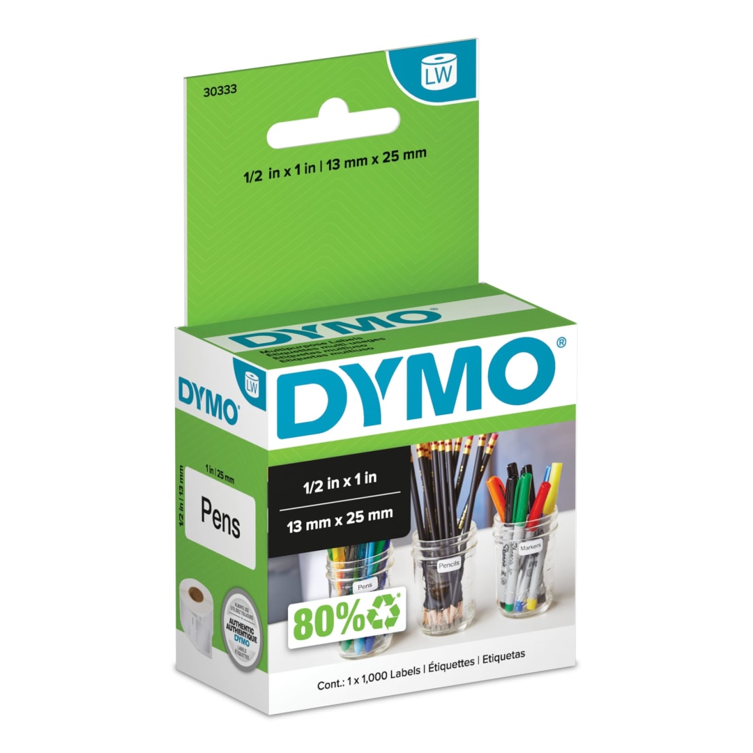 DYMO® Authentic LW Extra-Small Multi-Purpose Labels, DYMO® Labels for LabelWriter™ Printers, White, 1/2" x 1", 1 Roll of 1000