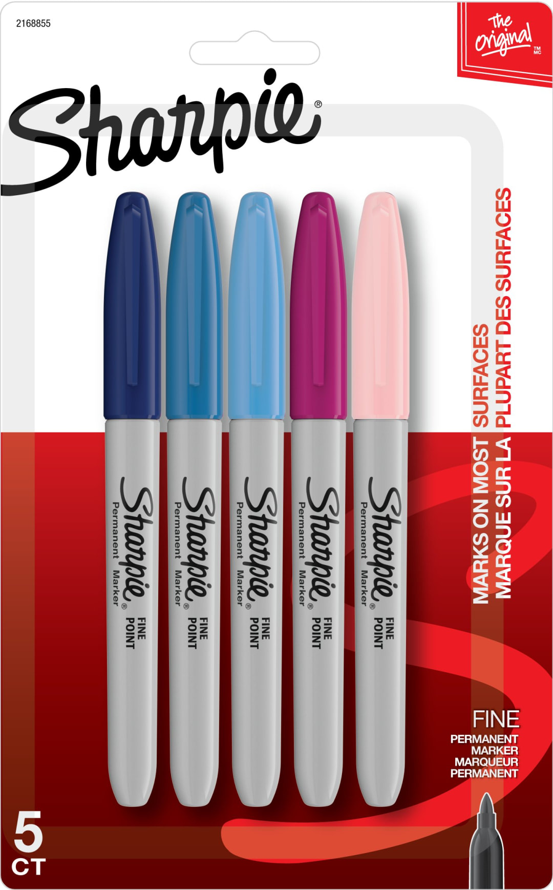 Sharpie® Permanent Markers, Fine Point, Assorted Colors, 5 Count