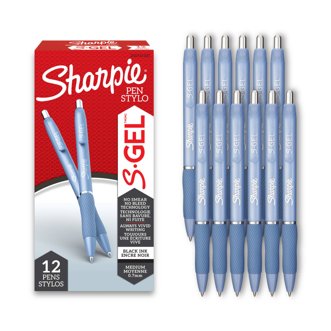 Sharpie® S-Gel, Gel Pens, Medium Point (0.7mm), Black Gel Ink Pens, 12 Count