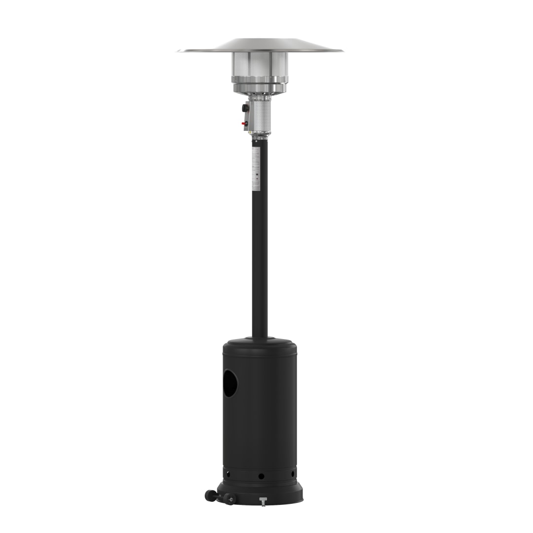 Sol Patio Outdoor Heating-Black Stainless Steel 40,000 BTU Propane Heater with Wheels-Commercial & Residential Use-7.5 Feet Tall