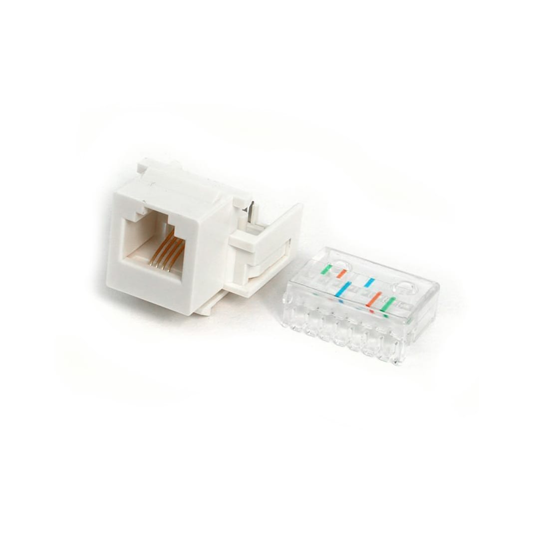 White 6P4C RJ11 Telephone Keystone Jack