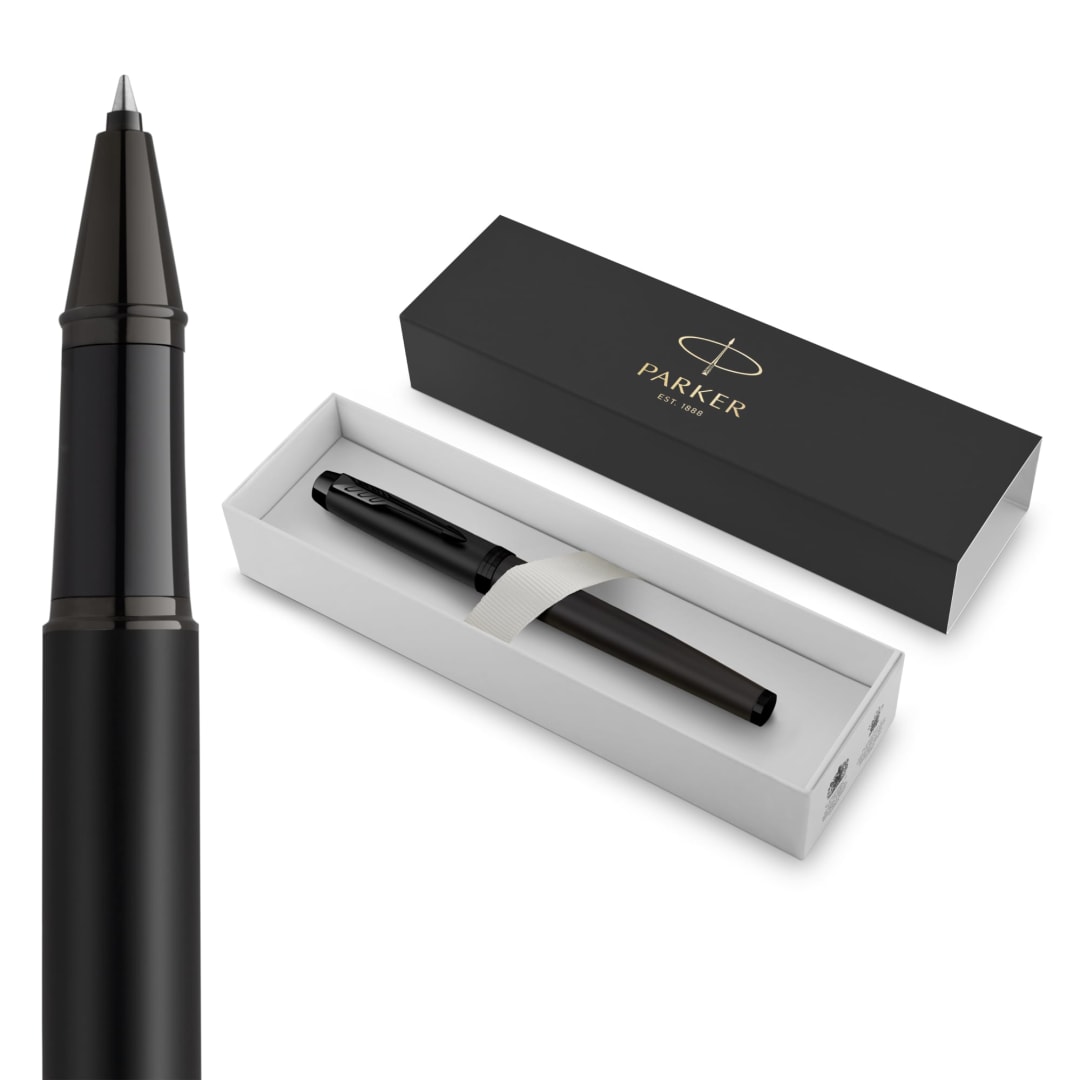 Parker IM RollerBall® Pen | Matte Black with Black Trim | Fine Point with Black Ink Refill | Gift Box