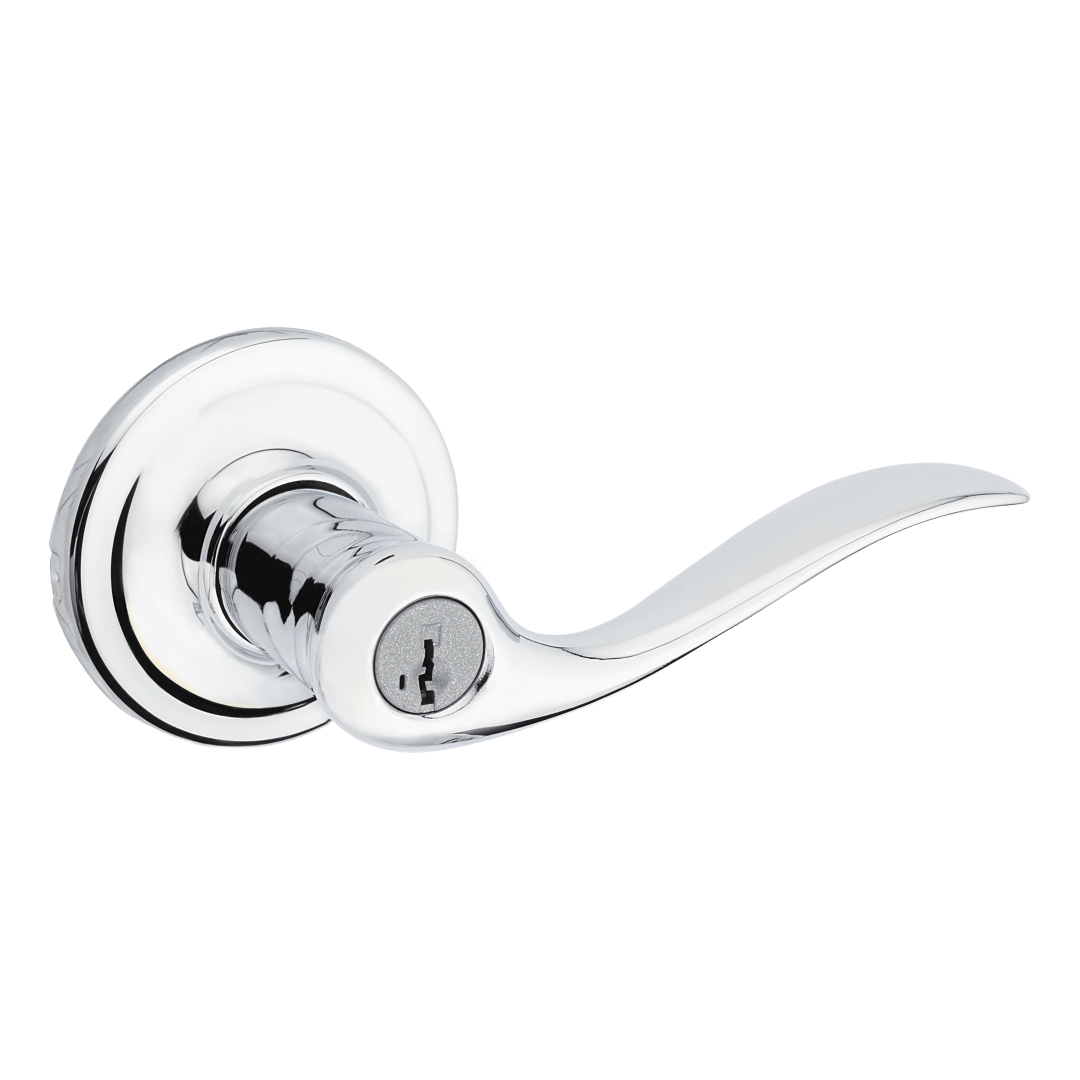 Tustin Keyed Entry Lever in Polished Chrome featuring SmartKey Security