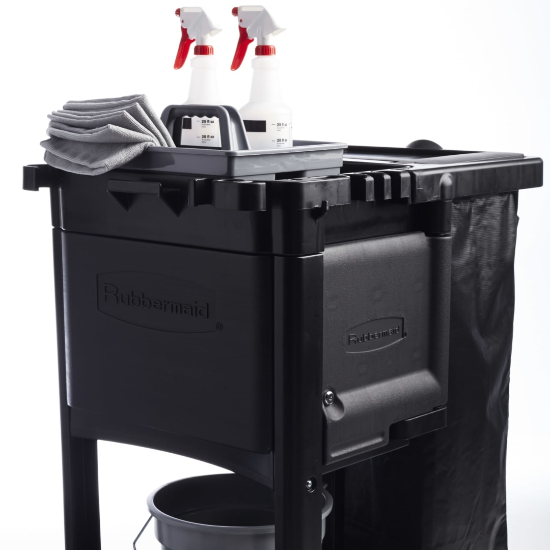 Executive Locking Cabinet Door Kit for Traditional Janitorial Cleaning Carts, Black