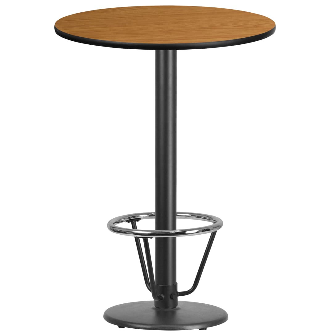 Stiles 30'' Round Natural Laminate Table Top with 18'' Round Bar Height Table Base and Foot Ring
