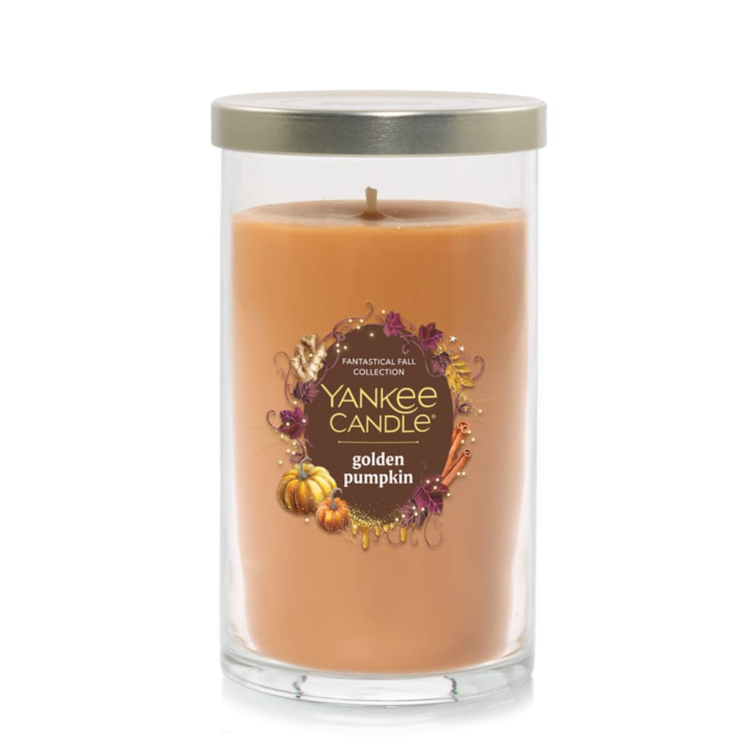 Yankee Candle Golden Pumpkin Medium Pillar Scented Candles, 14.25 oz