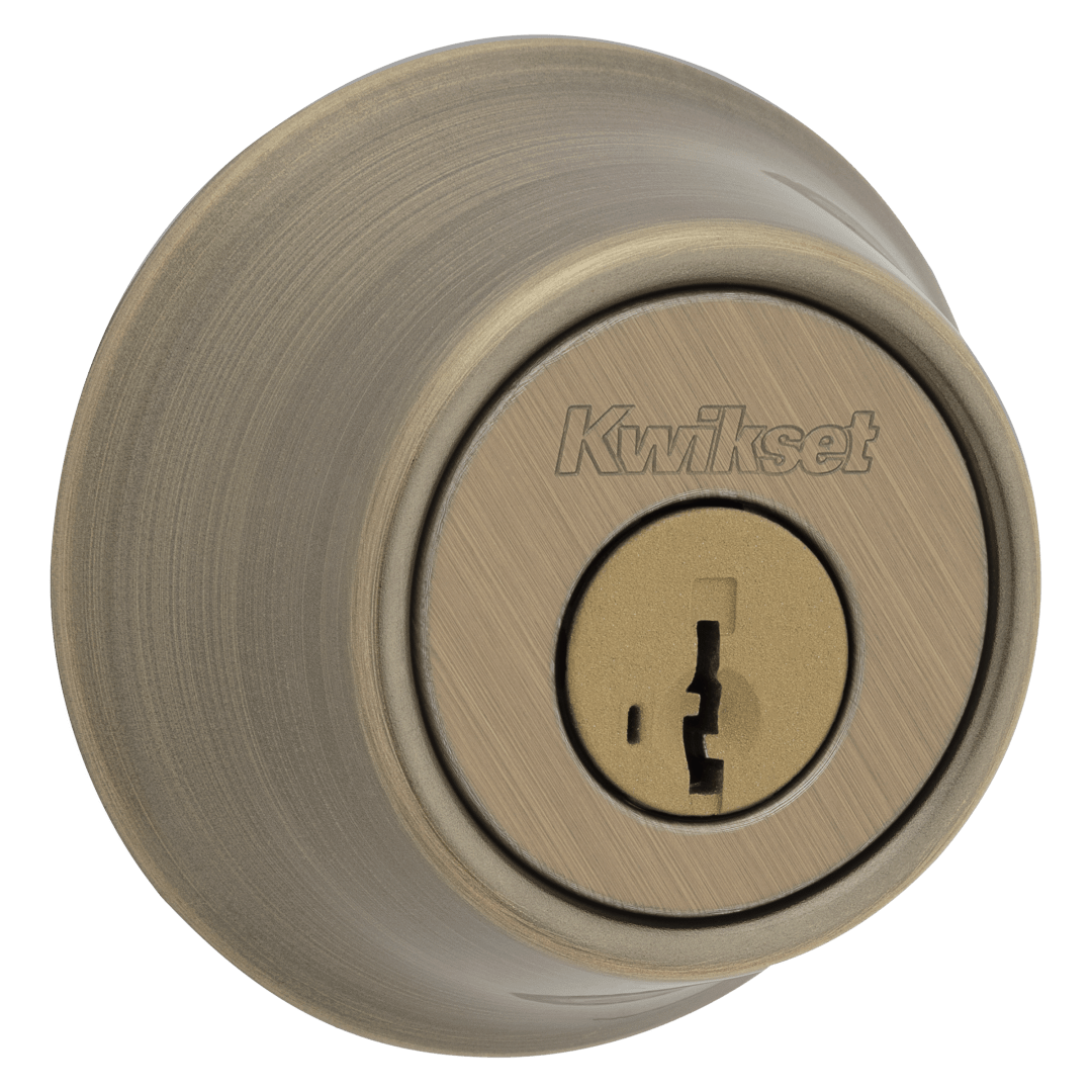 665 Deadbolt, Keyed Both Sides, featuring SmartKey Security™ in Antique Brass