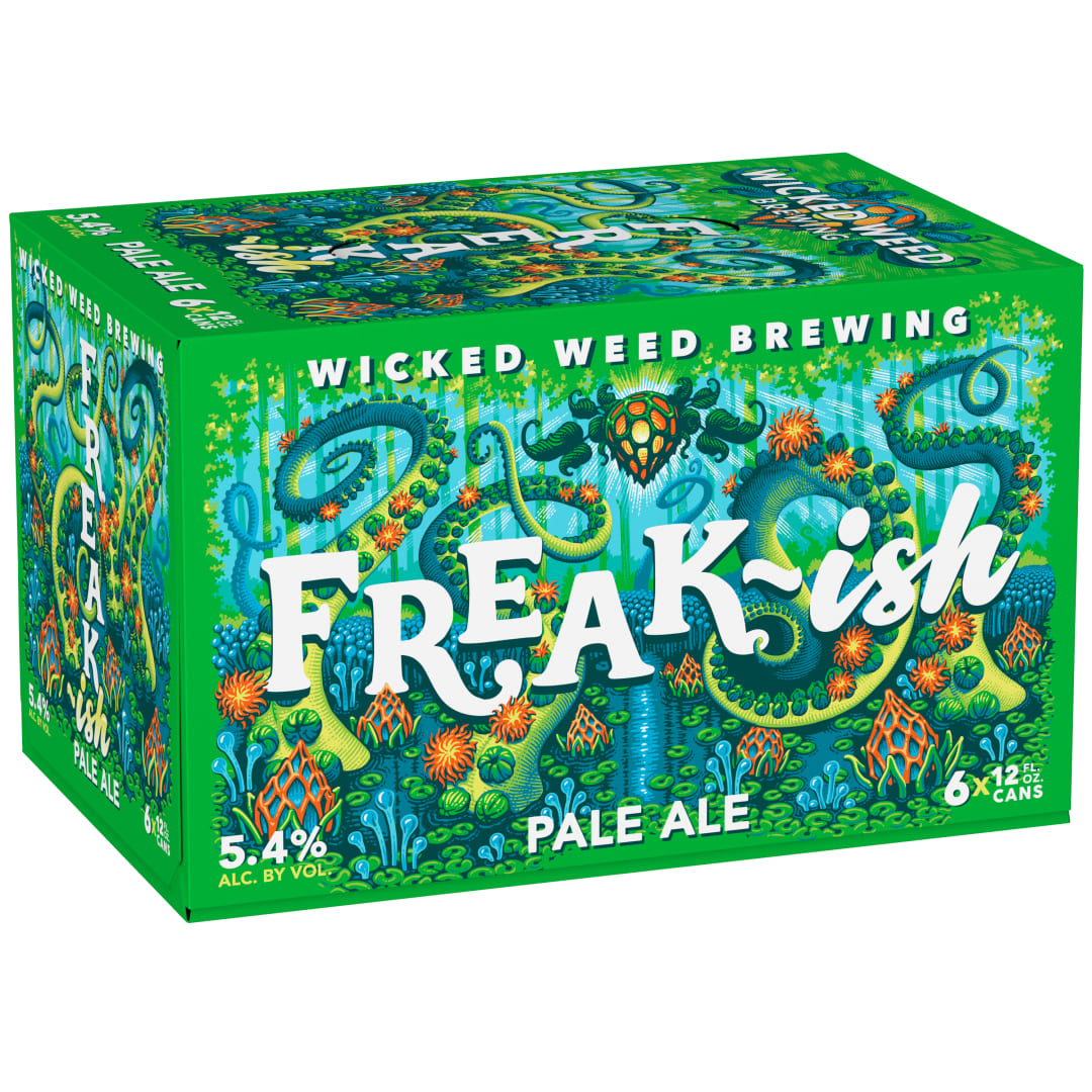 Wicked Weed Brewing Freakish Pale Ale Craft Beer, 6 Pack, 12 fl oz Cans