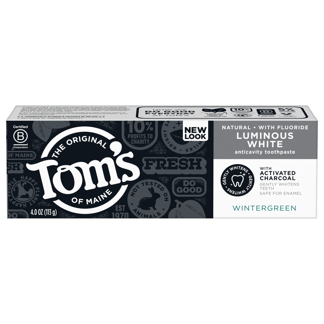 Tom's of Maine Luminous White Toothpaste With Charcoal, Wintergreen, 4 oz.