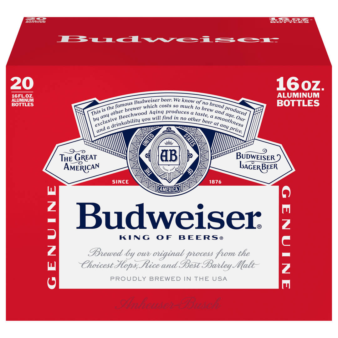 Budweiser Lager Beer 20 - 16 fl oz Bottles