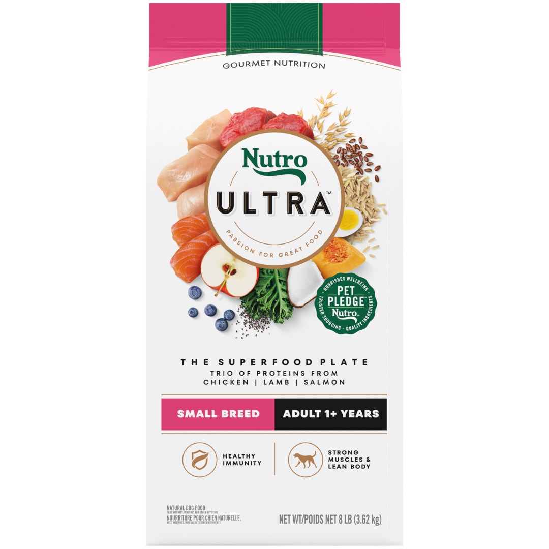 Nutro Ultra Adult Small Breed Dry Dog Food, Chicken, Lamb and Salmon Protein Trio, 8 lb Bag