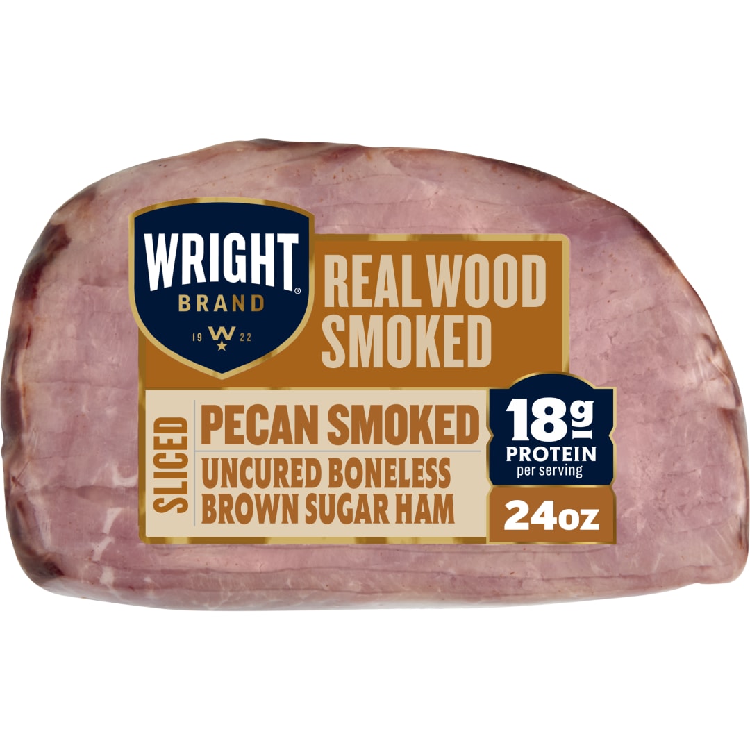 Wright Brand Fully Cooked Pecan Smoked Uncured Boneless Brown Sugar Ham, 24 oz