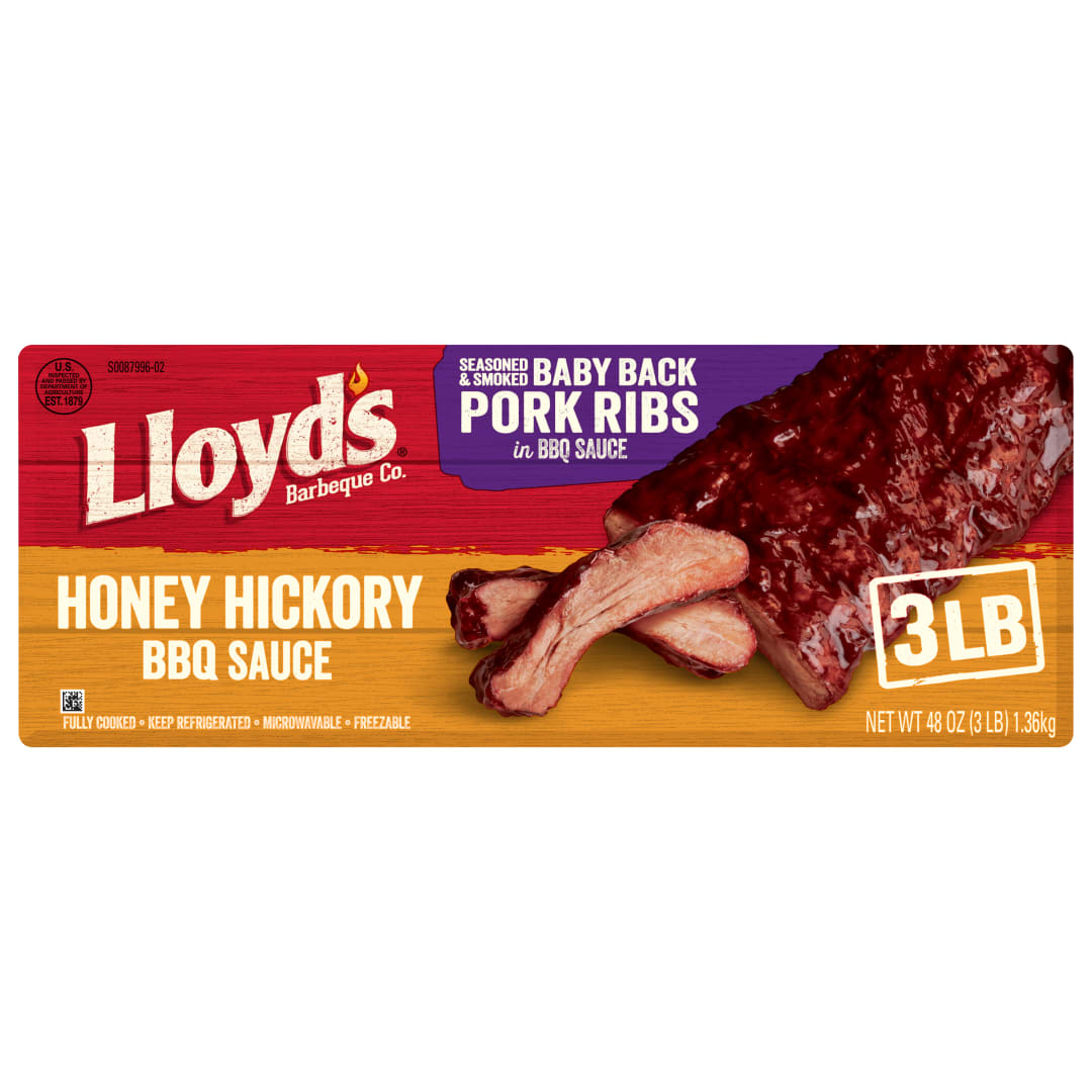 LLOYD'S Seasoned and Smoked Baby Back Pork Rib in Honey Hickory BBQ Sauce
