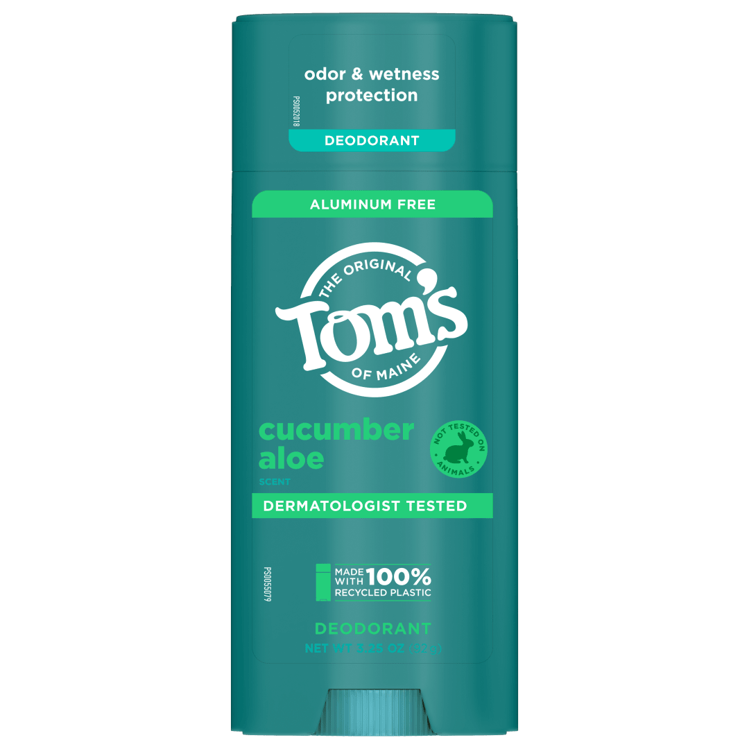 Tom’s of Maine Cucumber Aloe Natural Deodorant, Aluminum Free, Clear Application, Odor & Wetness Protection, Naturally Derived Ingredients, 3.25 oz