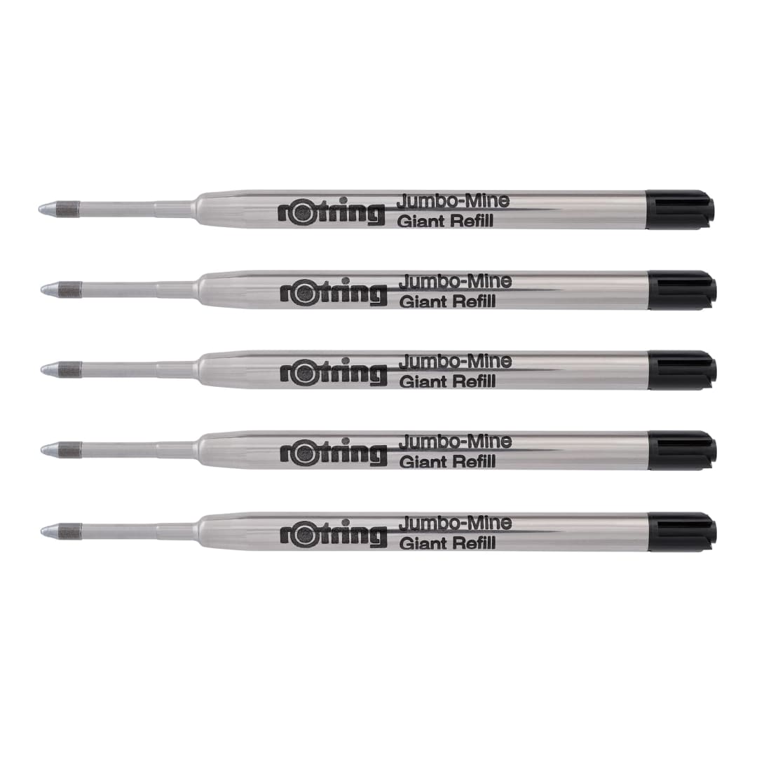 rOtring Jumbo Ballpoint Pen Refills | Black Ink | Medium Point (1.0mm) | 5 Count