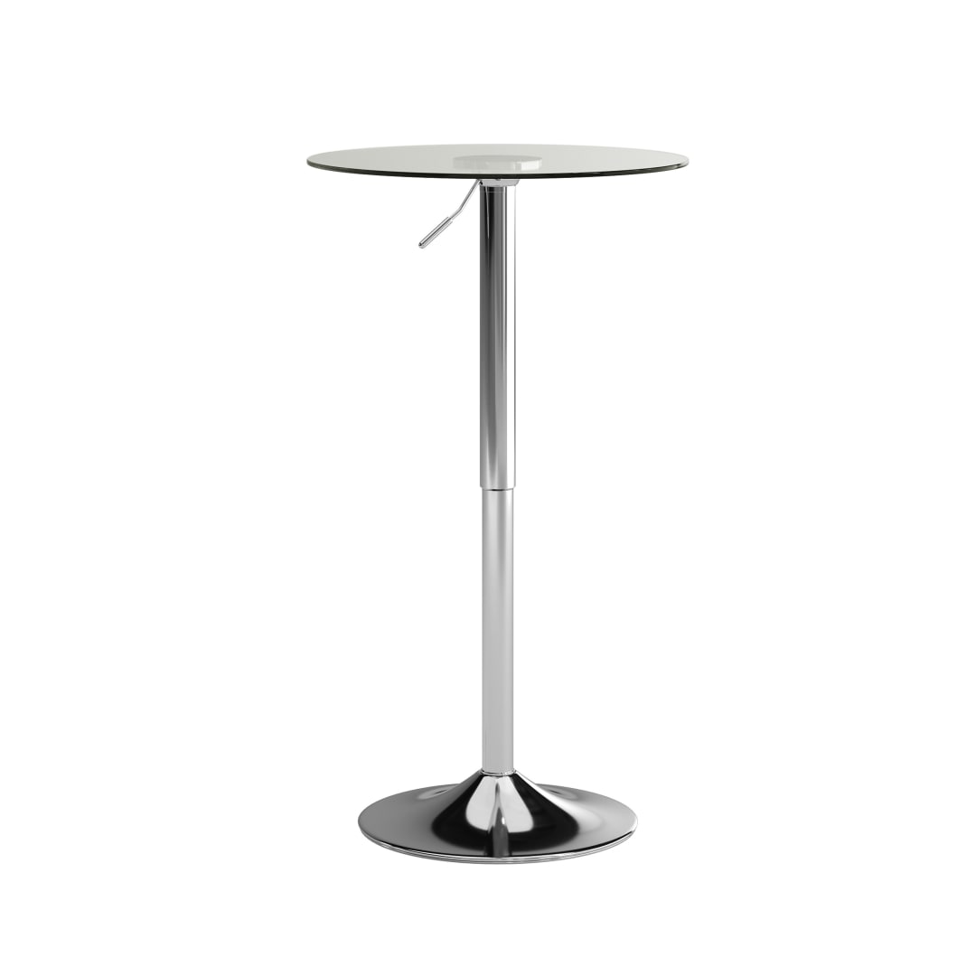 Chad 23.5'' Round Adjustable Height Glass Table (Adjustable Range 33.5'' - 41'')