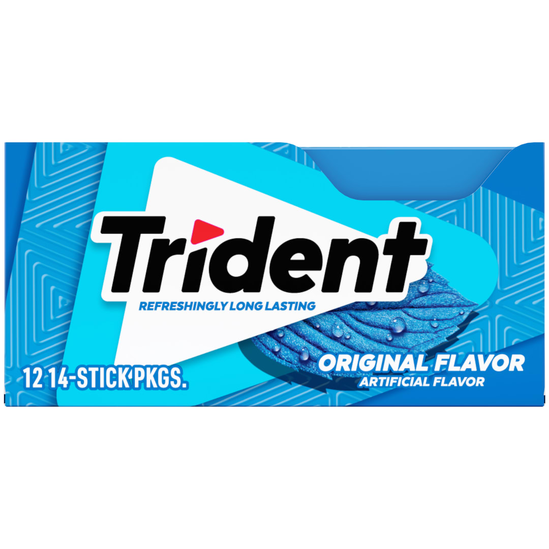 Trident Sugar Free Chewing Gum Original 14 pc Singles - 12 Pack