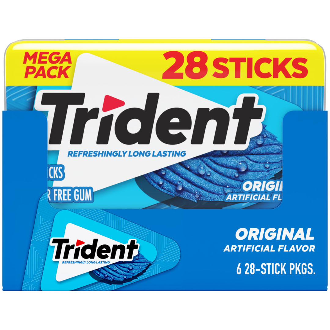 Trident Sugar Free Chewing Gum Original 28 pc Mega Packs - 6 Pack
