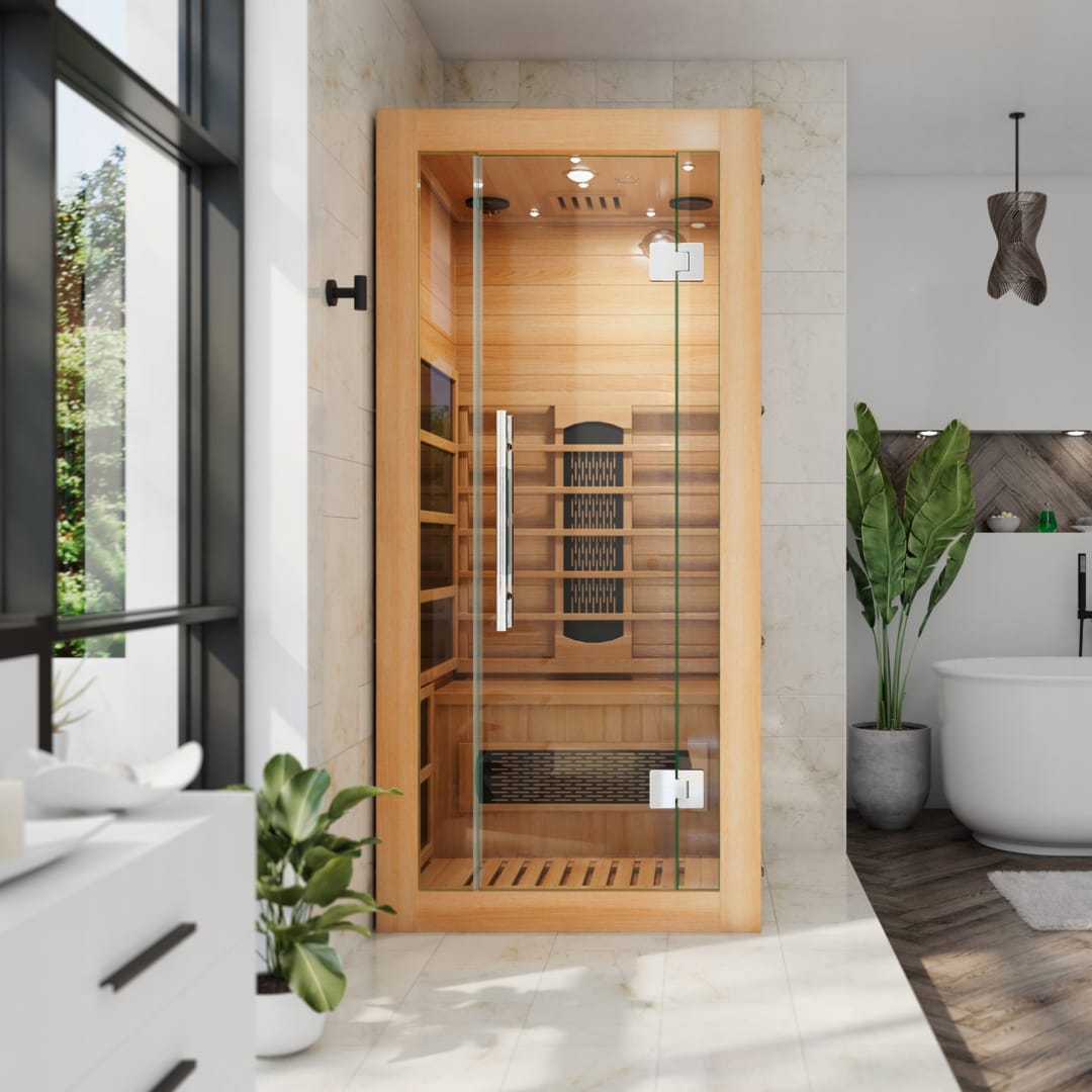 DreamLine Everyday Spa 1 Person Capacity 36 x 36 Indoor Sauna, Hemlock