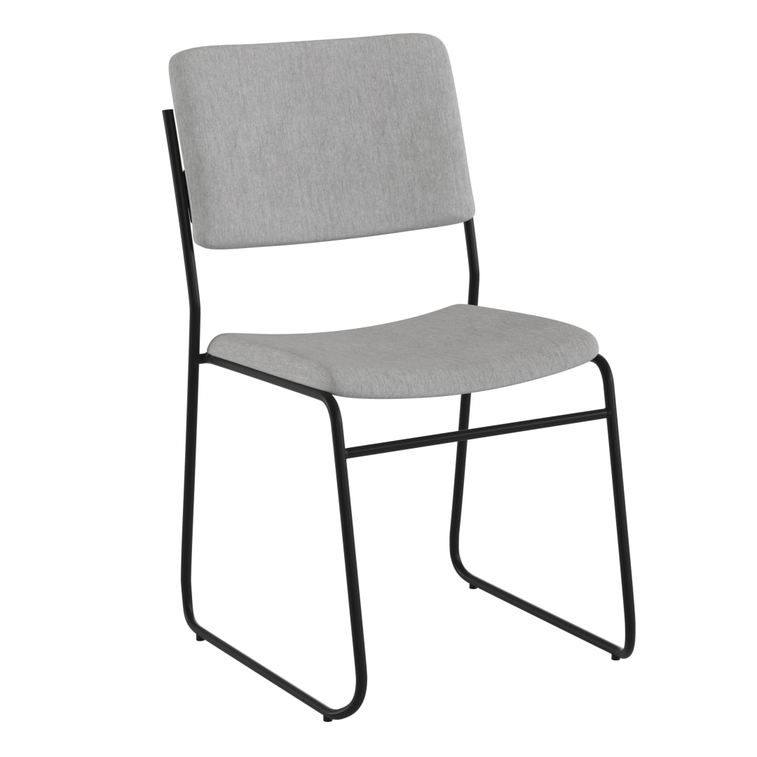 HERCULES Series 500 lb. Capacity High Density Gray Fabric Stacking Chair with Sled Base