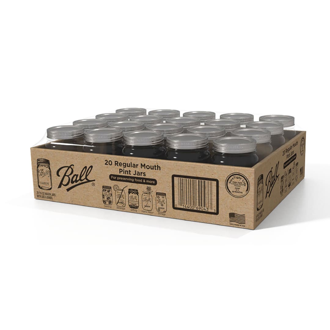 Ball® Regular Mouth Mason Jars, 16oz. Pint Glass Jars with Lids & Bands, 20 Pack