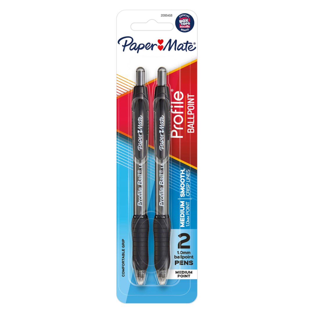 Paper Mate® Ballpoint Pen, Profile Retractable Pen, Medium Point (1.0mm), Black, 4 Count