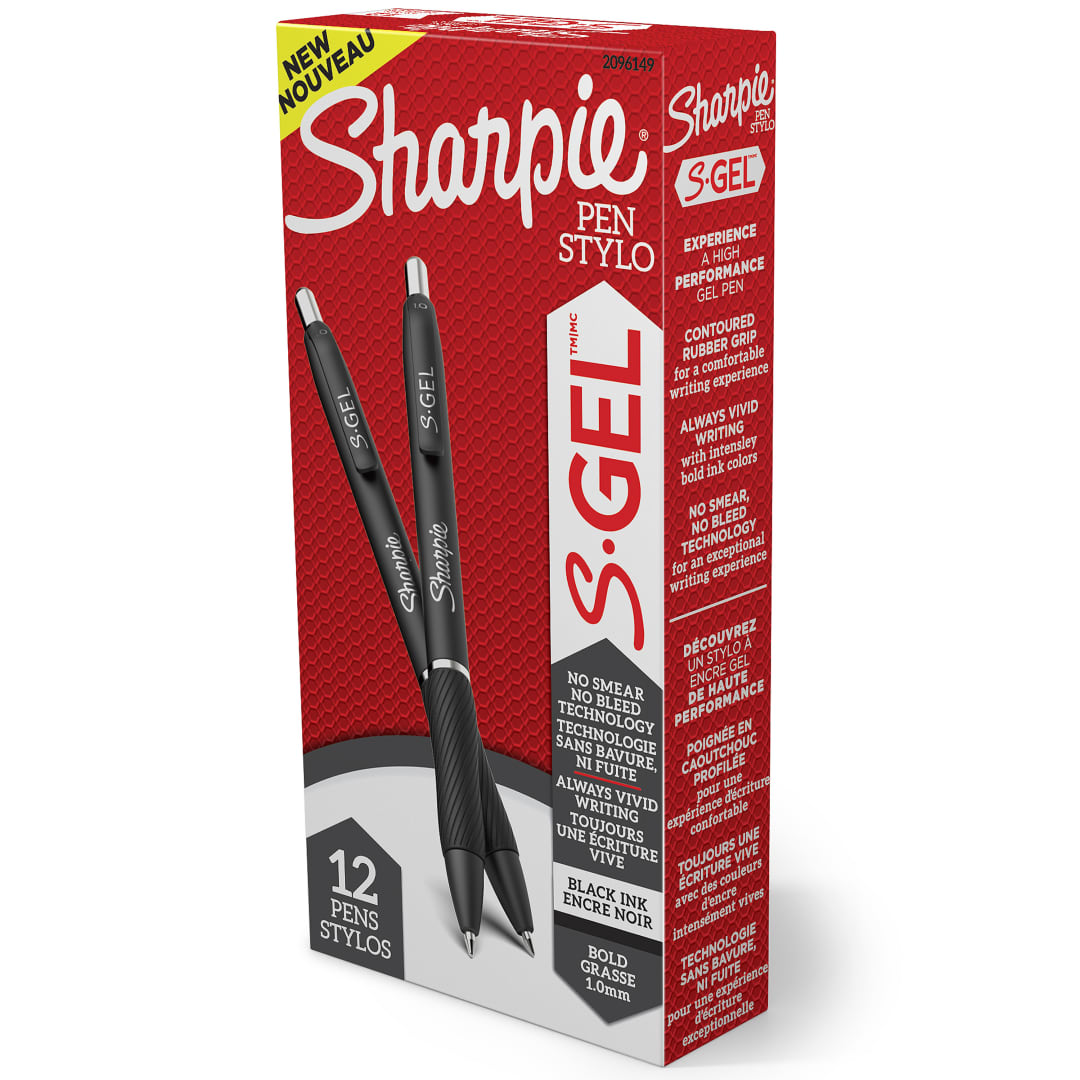 Sharpie® S-Gel, Gel Pens, Bold Point (1.0mm), Black Ink Gel Pen, 12 Count