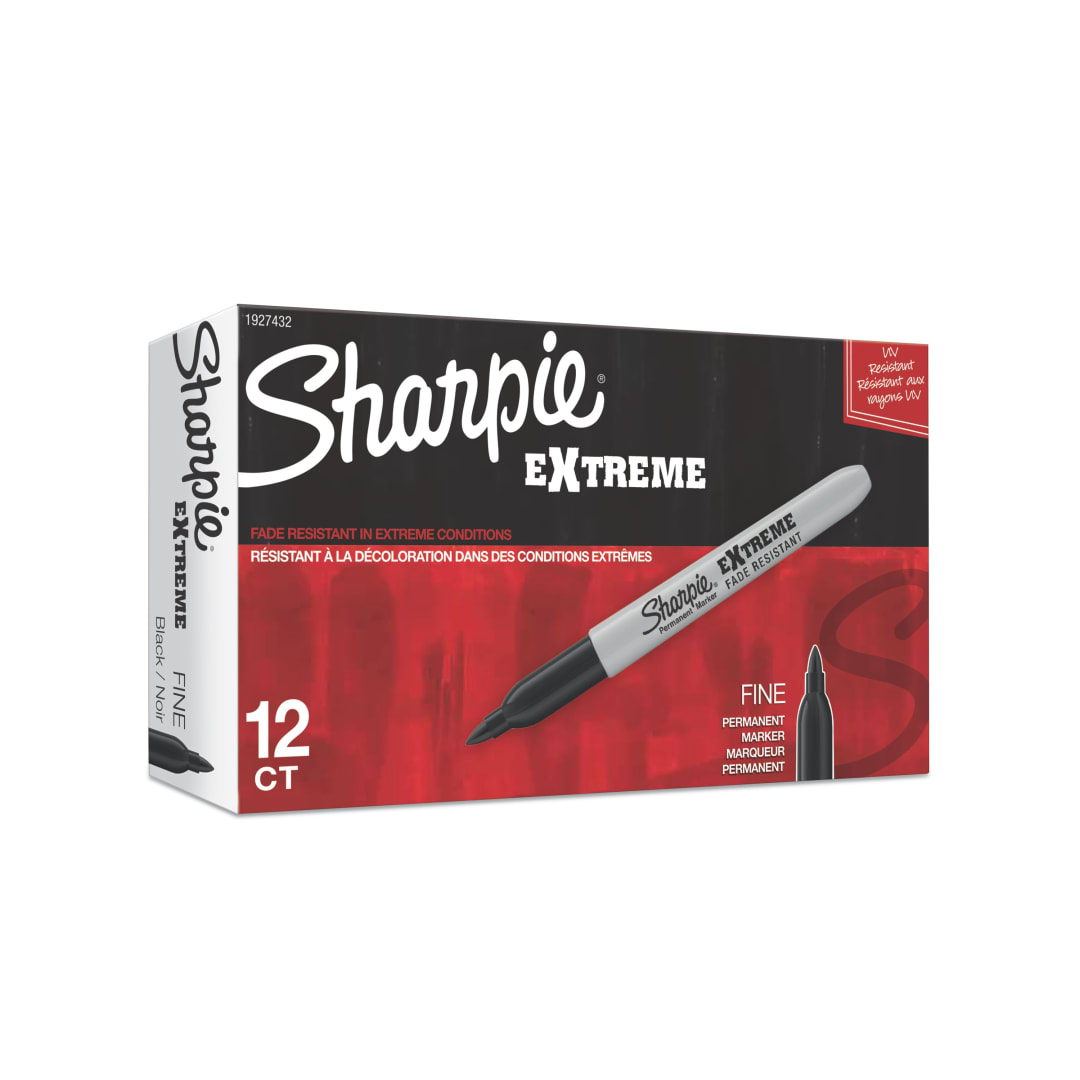 Sharpie® Extreme Permanent Markers, Fine Point, Black, 12 Count