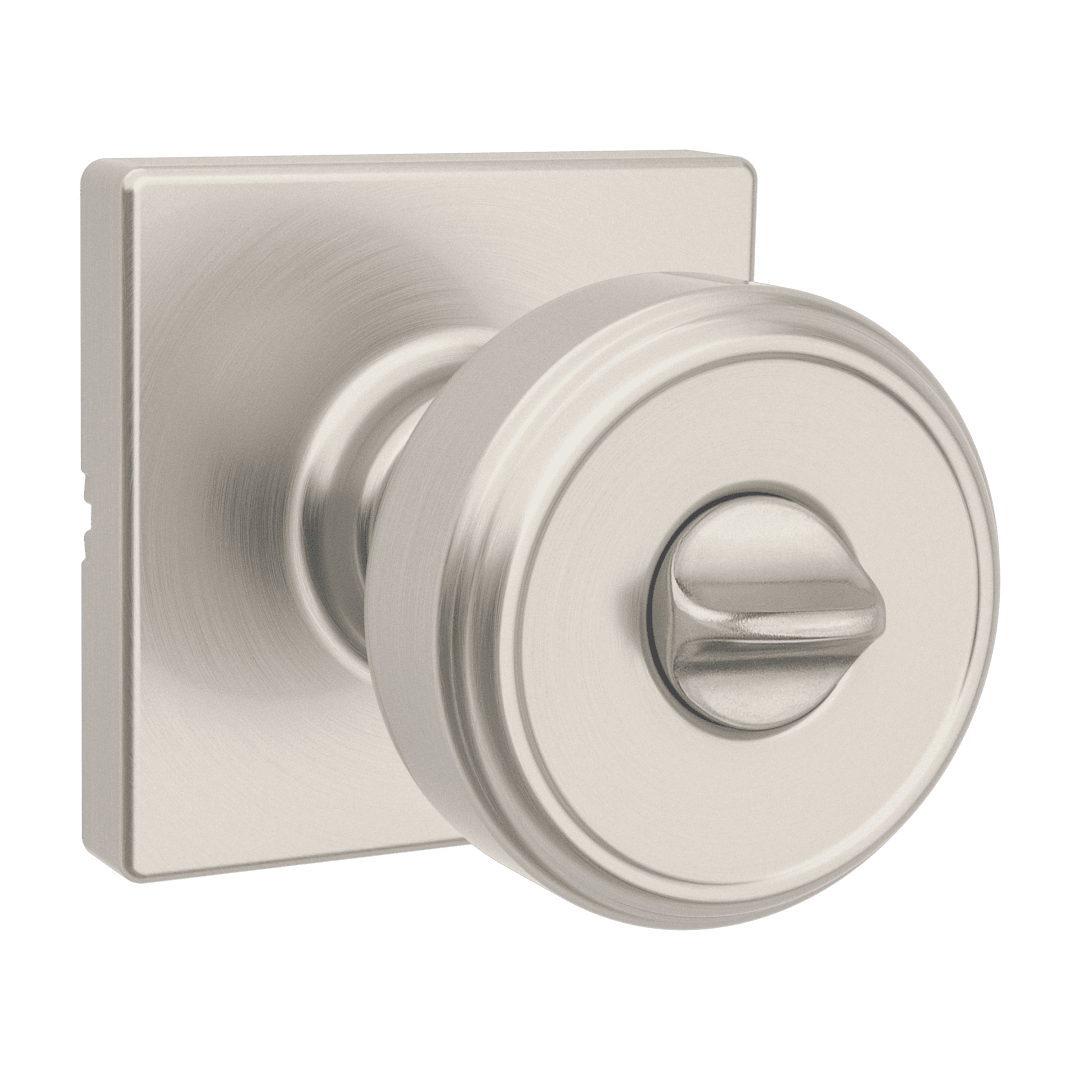 Maven Bed/Bath Knob w/ Square Rose in Satin Nickel