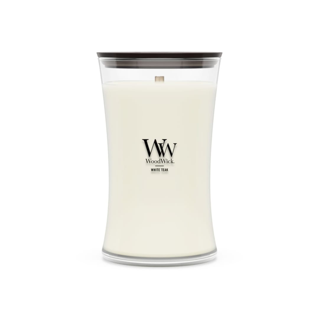 WoodWick White Teak Large Hourglass Scented Candle