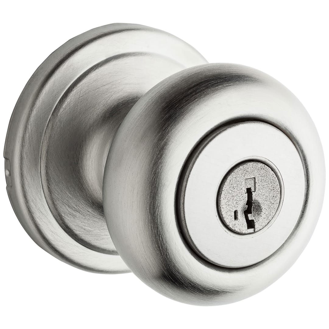 Hancock Keyed Entry Knob in Satin Chrome featuring SmartKey Security