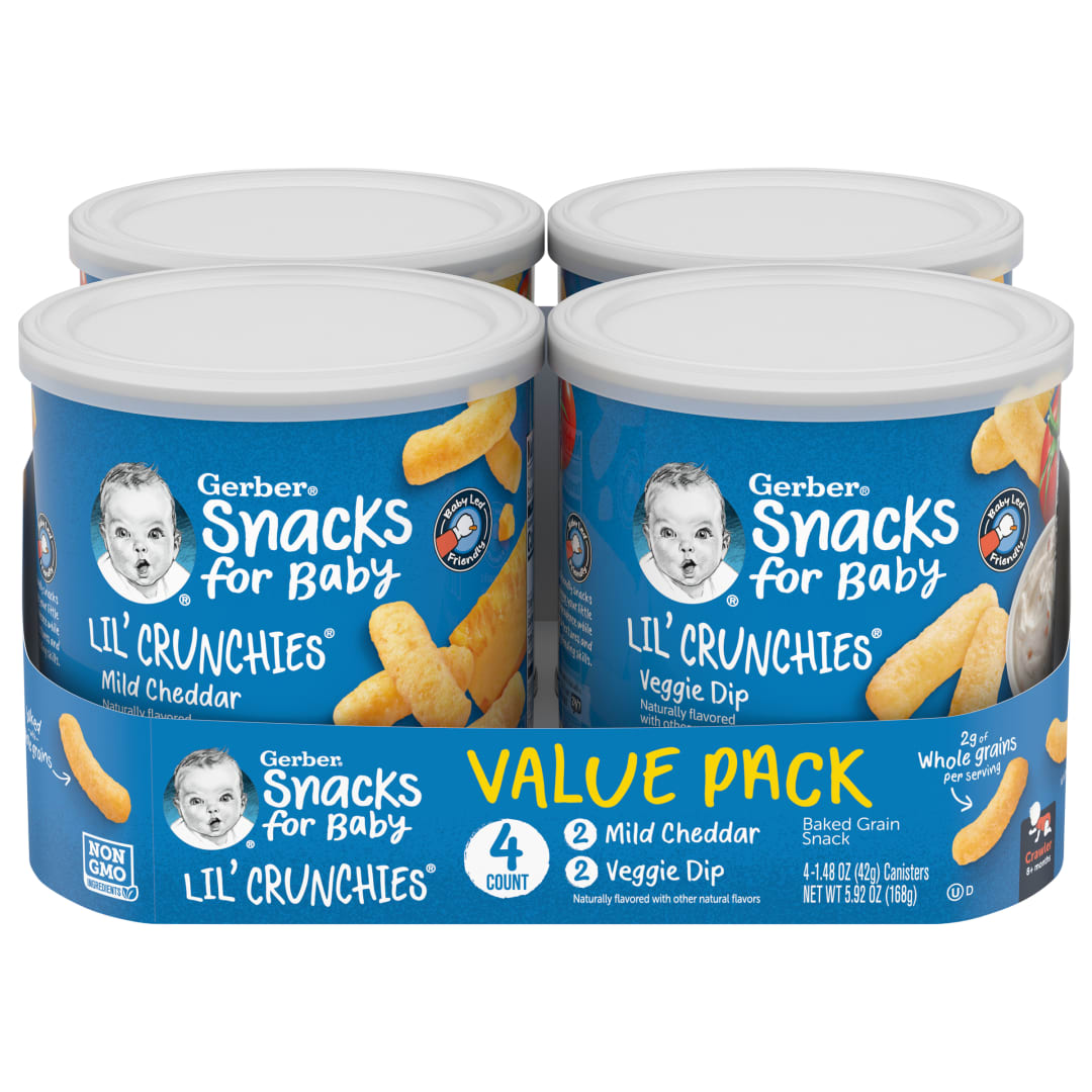 Gerber Stage 3 Baby Food Snacks, Value Pack Lil’ Crunchies, Baby Led Feeding, 2PK