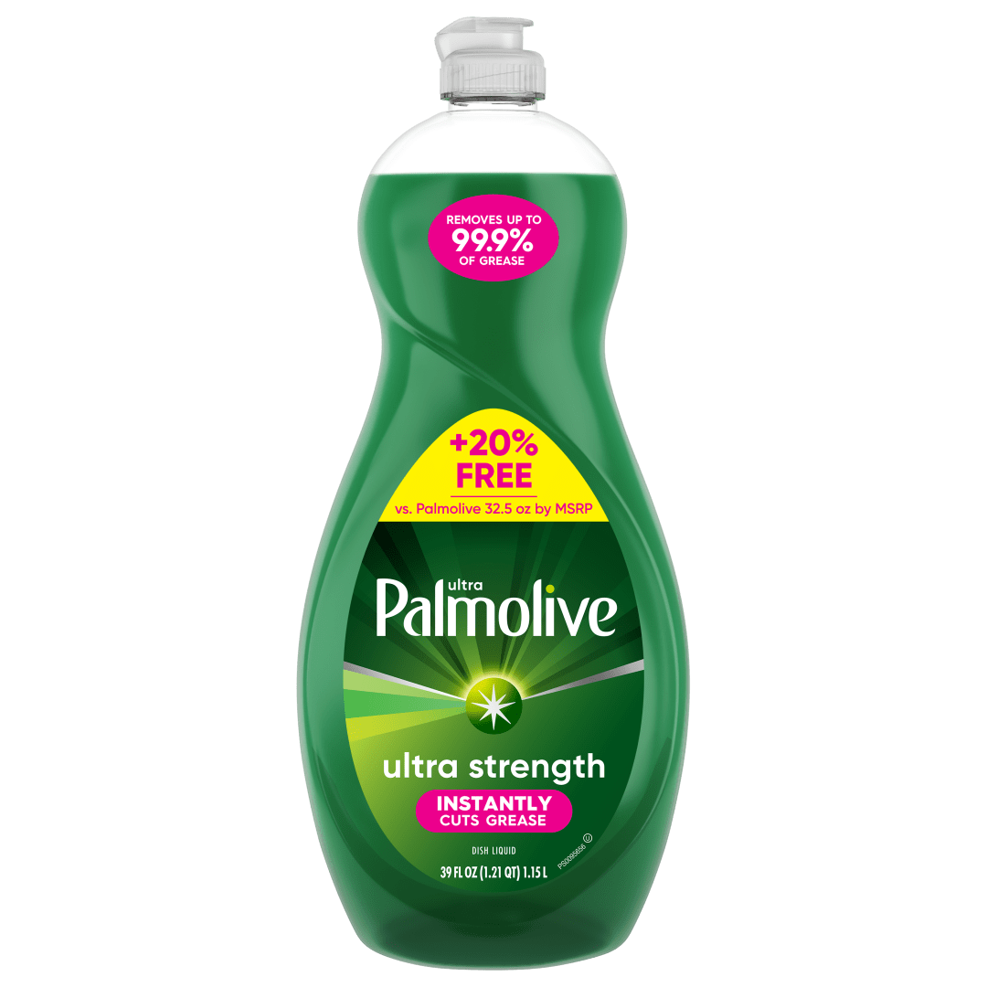 Palmolive Ultra Strength Liquid Dish Soap, Cuts Grease and Grime, No Soaking Needed, Powerful on Plastics, Dishwashing Liquid, 39 fl oz