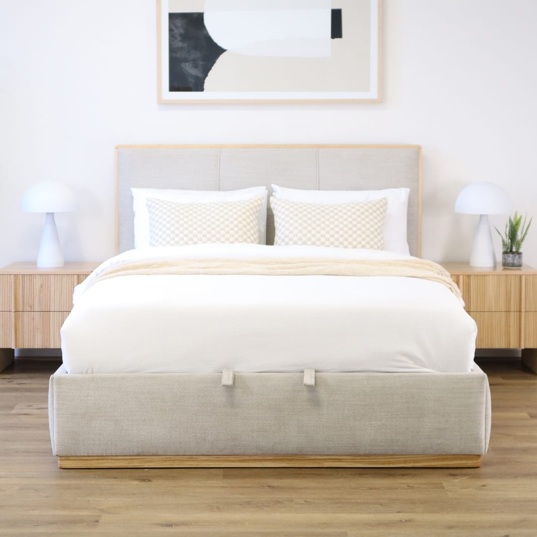 Bowen Bed Frame Gas Lift Natural King