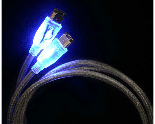 6' Blue LED IEEE-1394 FireWire Cable, 6-6 pin