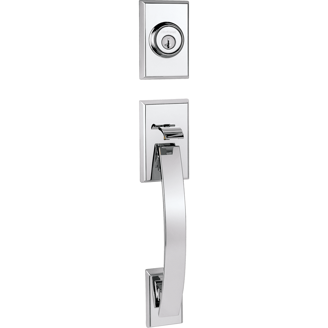 Tavaris Double Cylinder Exterior Only Handleset featuring SmartKey Security™ in Polished Chrome
