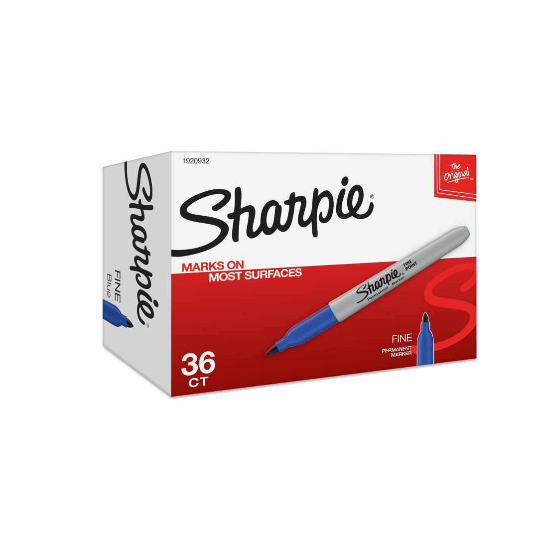 Sharpie® Permanent Markers, Fine Point, Blue, 36 Count