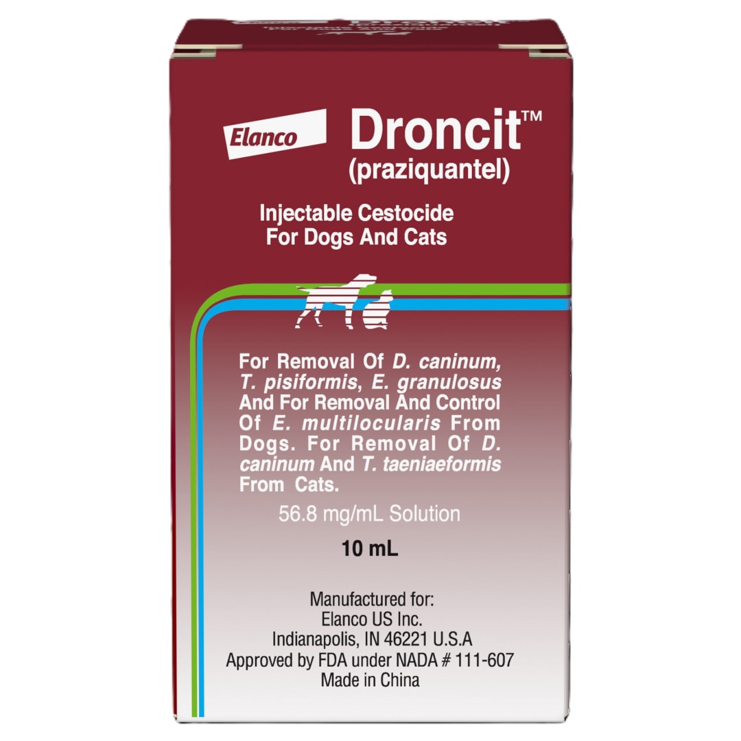 Droncit Injection for Dogs and Cats, 56.8 mg/mL, 10 mL vial