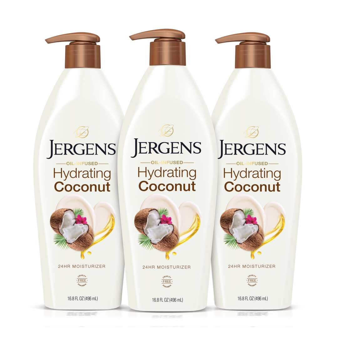 Jergens Hydrating Coconut Body Lotion For Dry Skin, 16.8 fl oz, 3 Pack