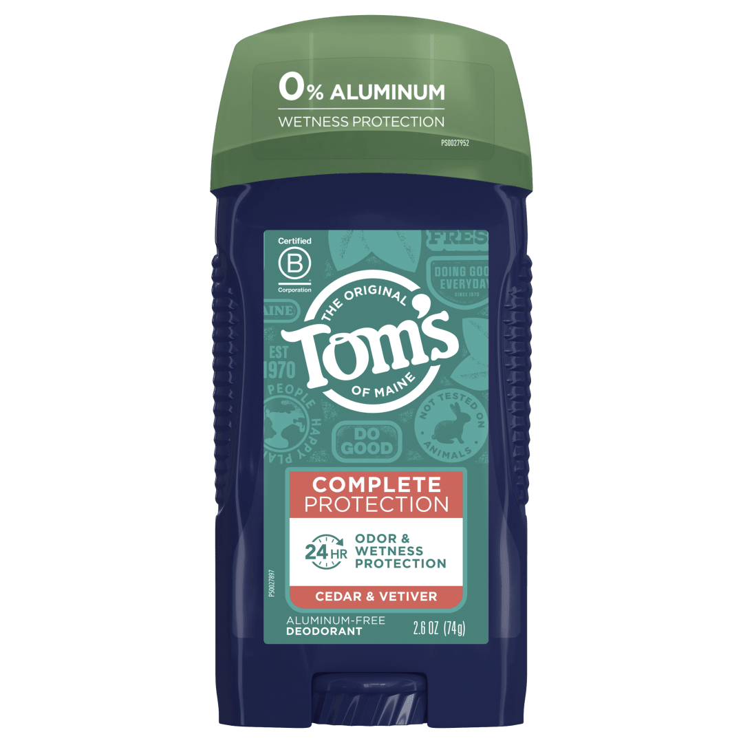 Tom's of Maine Complete Protection Aluminum-Free Natural Deodorant for Men, Cedar & Vetiver, 2.6 oz.