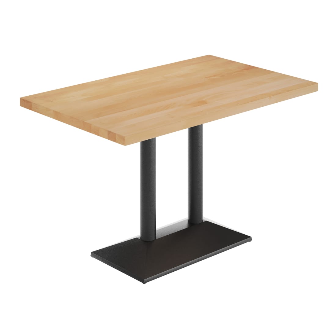 Bennett 30" x 48" Solid Wood Indoor Tabletop in Natural with 27" x 15" Black Double Column Dining Height Table Base