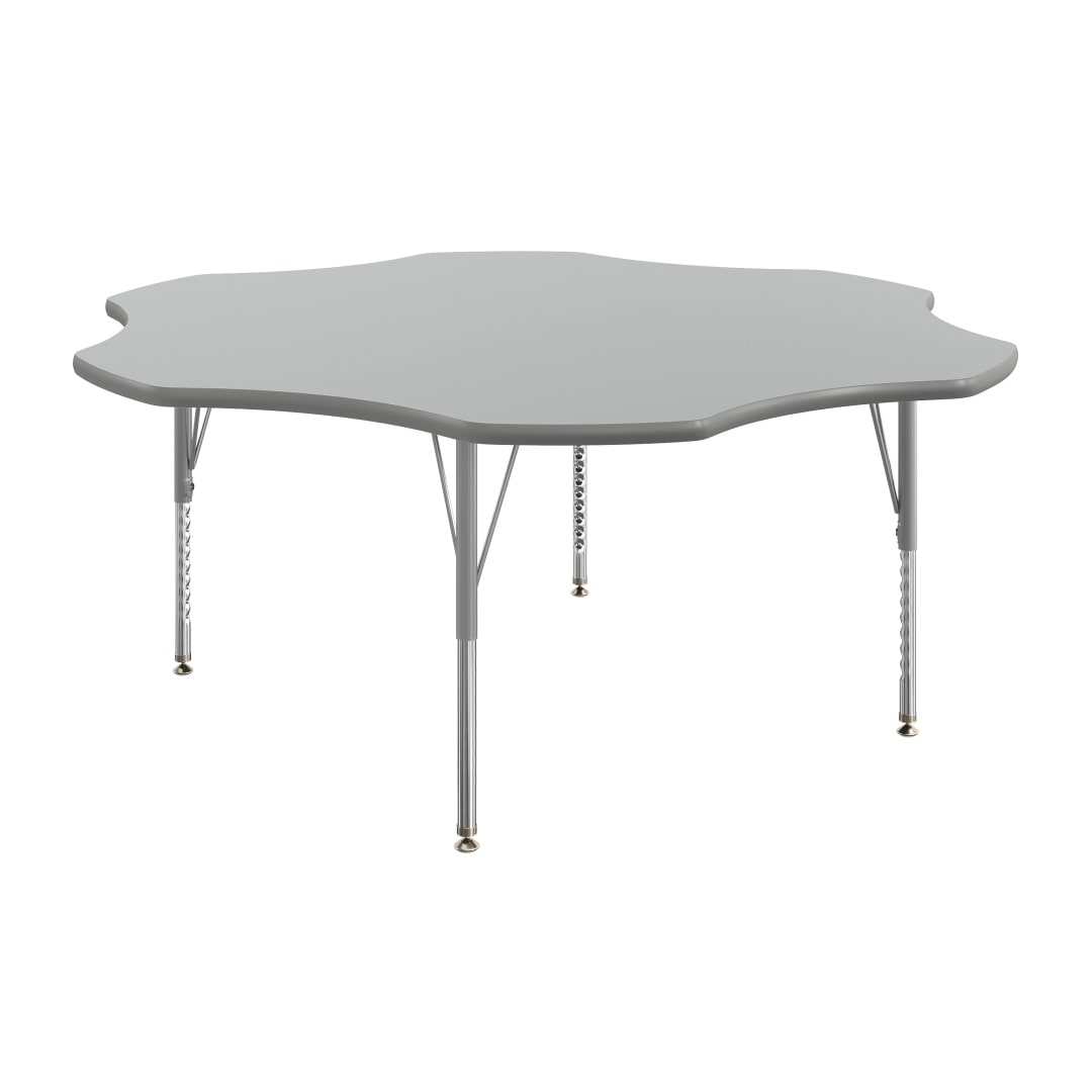 Wren 60" Flower Adjustable Height Activity Table, Thermal Laminate Top, Short Legs, Gray