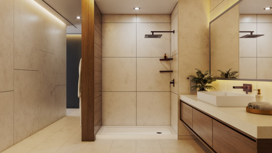 DreamLine SlimLine 32 inch D x 60 inch W x 2 3/4 inch H Single Threshold Biscuit Alcove Shower Base with 2 inch Oil Rubbed Bronze Right Round Drain