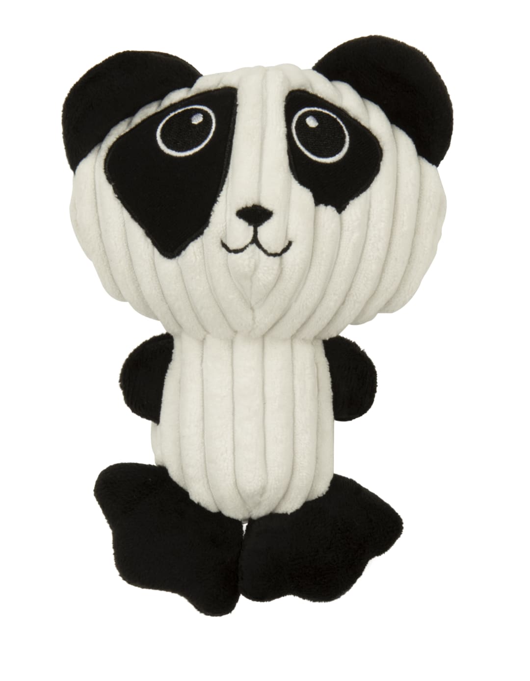 TrustyPup Strong 'N Silent Panda ,Durable Corduroy Plush Silent Squeaky Dog Toy with Chew Guard Technology, White, Medium