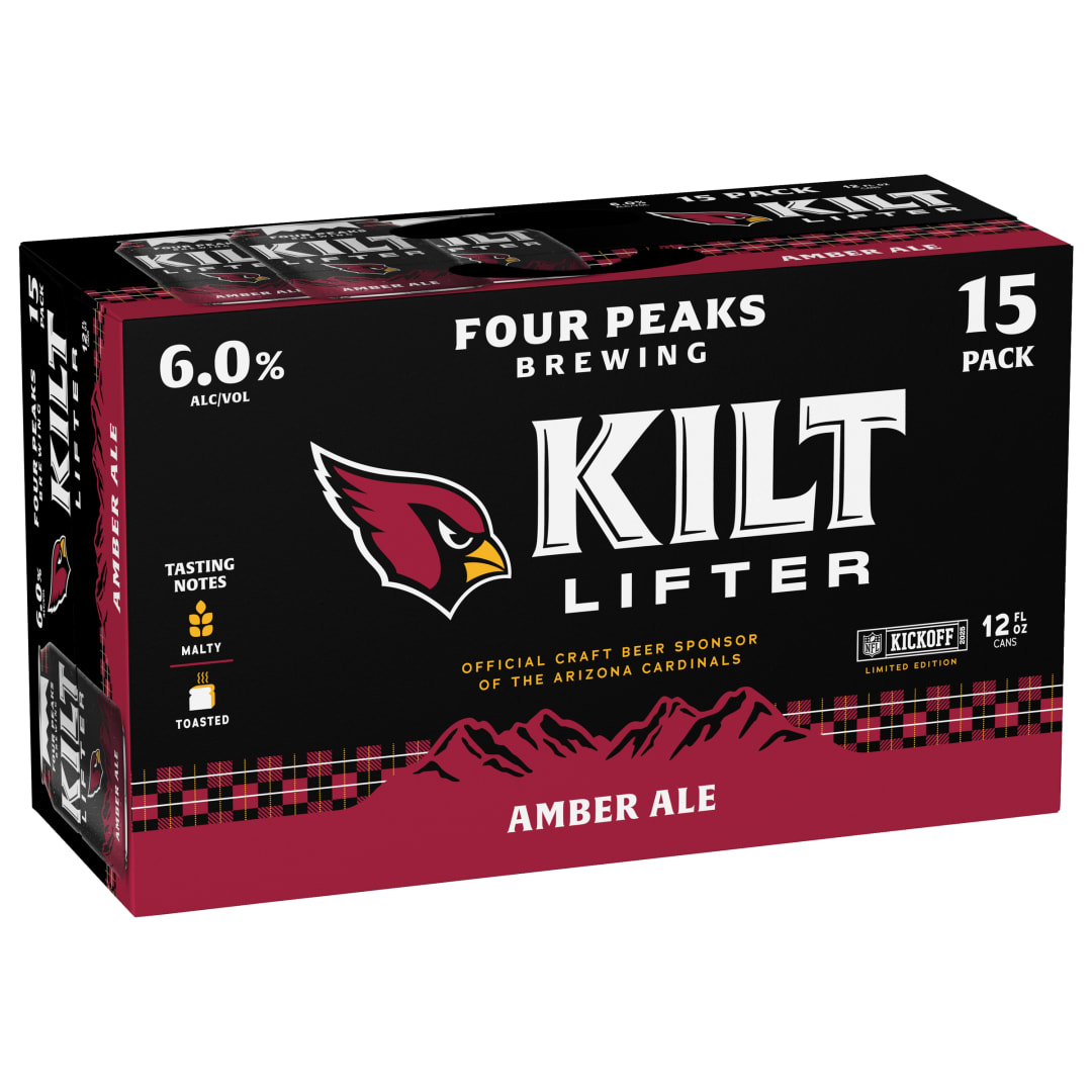 Four Peaks Kilt Lifter Scottish-Style Ale 15x12 oz Can Pack CARRIER - Arizona Cardinals Promo