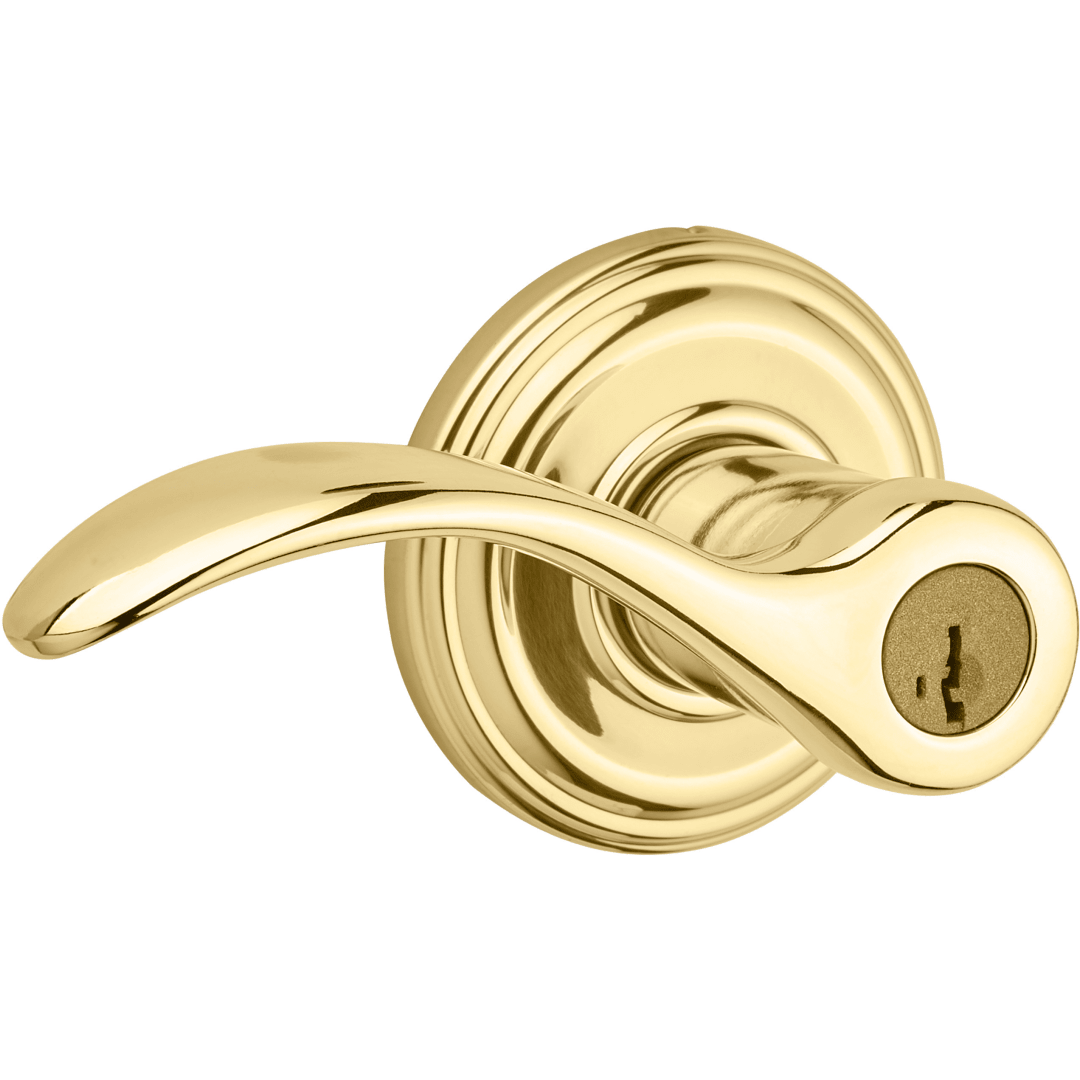 Pembroke Keyed Entry Lever featuring SmartKey Security™ in Lifetime Polished Brass