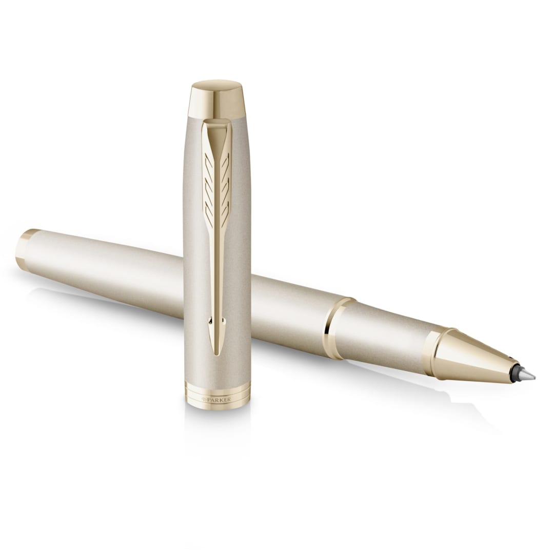 Parker IM Monochrome RollerBall® Pen | Champagne Finish and Trims | Fine Point | Black Ink | Gift Box