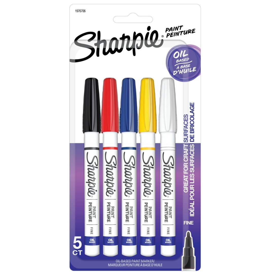 Sharpie® Oil-Based Paint Markers, Fine Point, Assorted Colours, 5 Count