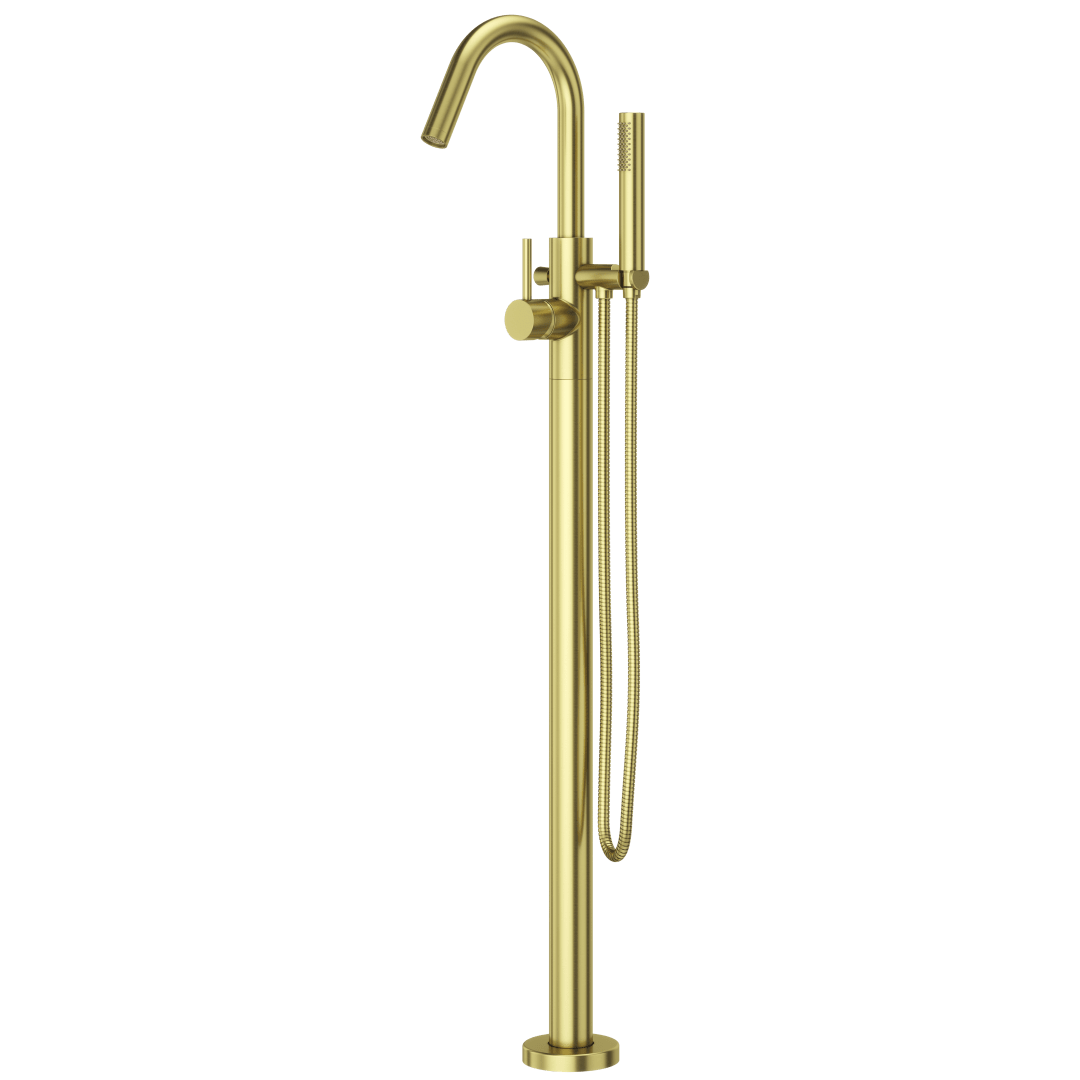 Modern Free Standing Tub Filler in Brushed Gold