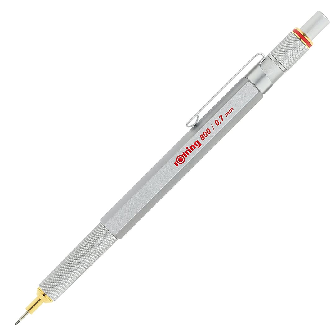 rOtring 800 Portaminas | 0,7 mm | Cuerpo metálico plateado